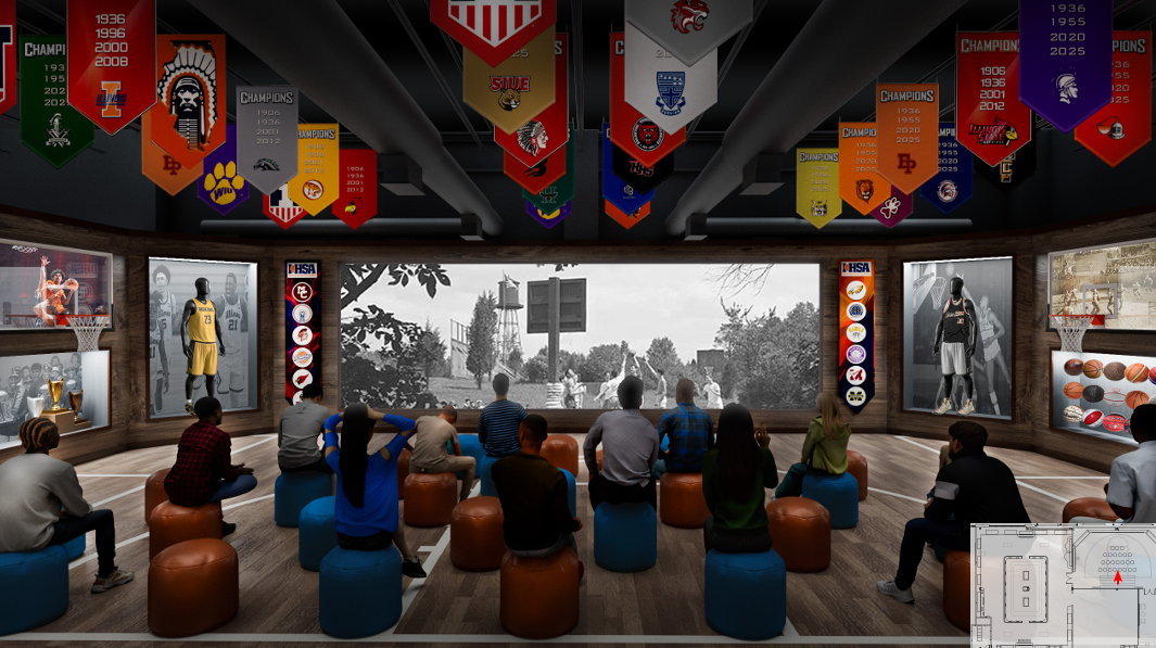 basketball museum of illinois theater rendering